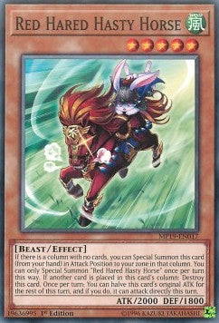 Red Hared Hasty Horse⁣ - 2019 Gold Sarcophagus Tin Mega Pack⁣ (Common)⁣ [017]