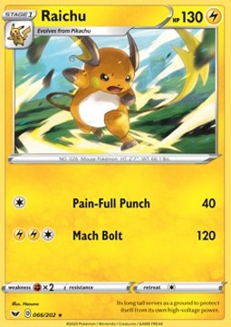 Raichu⁣ - Sword & Shield⁣ (Rare)⁣ [66]