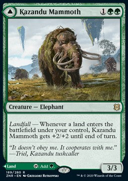 Kazandu Mammoth // Kazandu Valley⁣ - Zendikar Rising⁣ (Rare)⁣ [189]