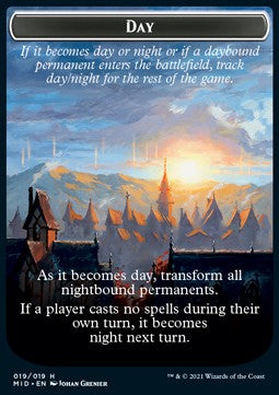 Day // Night⁣ - Innistrad: Midnight Hunt: Extras⁣ (Token)⁣ [T19]