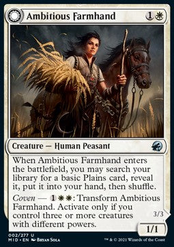 Ambitious Farmhand // Seasoned Cathar⁣ - Innistrad: Midnight Hunt⁣ (Uncommon)⁣ [2]