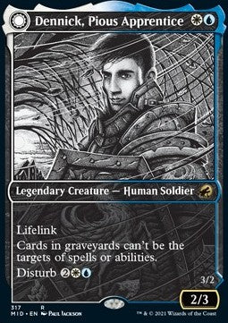Dennick, Pious Apprentice // Dennick, Pious Apparition⁣ - Innistrad: Midnight Hunt: Extras⁣ (Rare)⁣ [317]