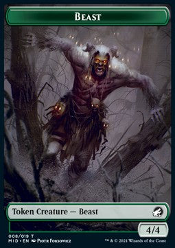 Beast Token (Green 4/4)⁣ - Innistrad: Midnight Hunt: Extras⁣ (Token)⁣ [T08]