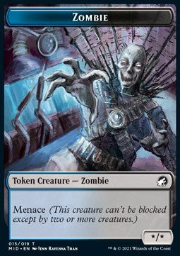 Zombie Token (Blue and Black */*)⁣ - Innistrad: Midnight Hunt: Extras⁣ (Token)⁣ [T15]