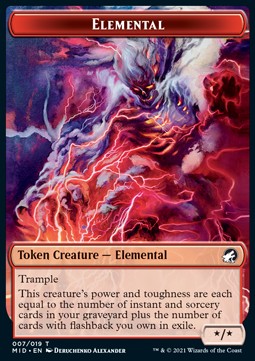 Elemental Token (R */* Trample) // Human Token (W 1/1)⁣ - Innistrad: Midnight Hunt: Extras⁣ (Token)⁣ [T 7/1]