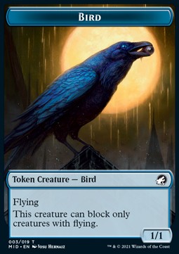 Bird Token (U 1/1 only flying) // Spirit Token (W 1/1)⁣ - Innistrad: Midnight Hunt: Extras⁣ (Token)⁣ [T 3/2]