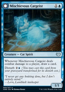 Mischievous Catgeist // Catlike Curiosity⁣ - Innistrad: Crimson Vow⁣ (Uncommon)⁣ [69]