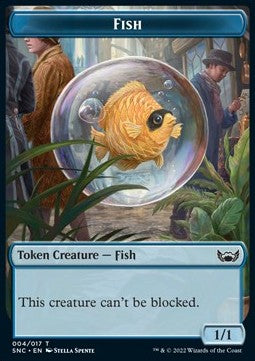 Fish Token (Blue 1/1 Can't be blocked)⁣ - Streets of New Capenna: Extras⁣ (Token)⁣ [T04]