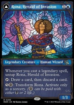 Rona, Herald of Invasion // Rona, Tolarian Obliterator⁣ - March of the Machine: Extras⁣ (Rare)⁣ [295]