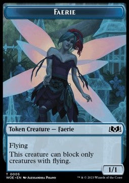 Faerie Token (Blue 1/1 Blocks only flying creatures)⁣ - Wilds of Eldraine: Extras⁣ (Token)⁣ [5]