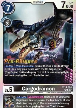 Cargodramon (BT14-064)⁣ - Promos: Blast Ace⁣ (Rare)⁣ [BT14-064]