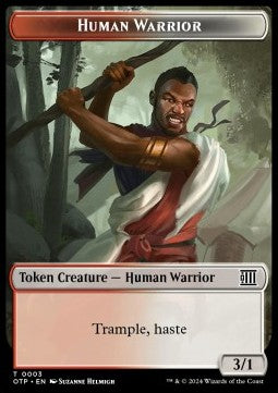 Human Warrior Token (Red and White 3/1)⁣ - Outlaws of Thunder Junction: Tokens⁣ (Token)⁣ [BN T03]