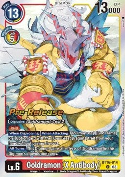 Goldramon (X Antibody) (BT16-014)⁣ - Promos: Beginning Observer⁣ (Rare)⁣ [BT16-014]