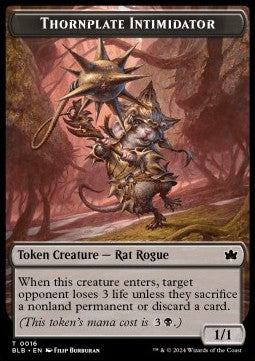 Thornplate Intimidator Token (Black 1/1)⁣ - Bloomburrow: Tokens⁣ (Token)⁣ [T16]