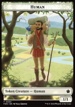 Human Token (W 1/1) // Knight Token (W 3/3)⁣ - Magic: The Gathering Foundations: Tokens⁣ (Token)⁣ [T 3/4]