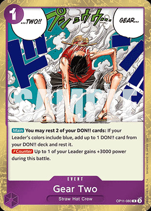 Gear Two (OP11-080) (V.1)⁣ - A Fist of Divine Speed⁣ (Rare)⁣ [080]