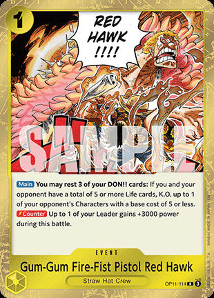 Gum-Gum Fire-Fist Pistol Red Hawk (OP11-114) (V.1) - A Fist of Divine Speed (Rare) [OP11-114]